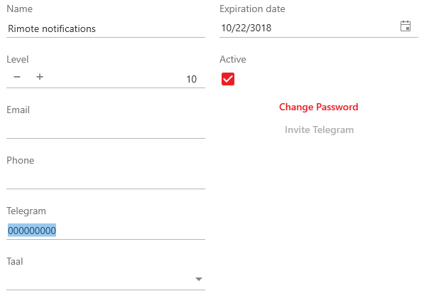 Configure an user for Rimote Notifications